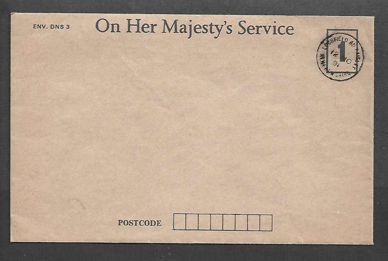 Great Britain EIIR, 1st class, On Her Majesty's Service, unused LOCKFIELD ROAD PAISLEY 12 NOV 91 cds