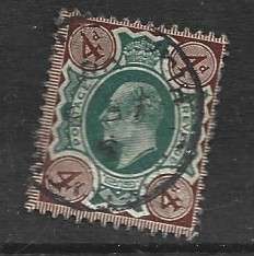 Great Britain, EVIIR, 4d green and brown, c.d.s. used