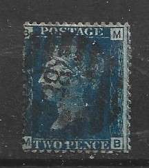 Great Britain, VRI, 1869, 2d blue (thin lines), used