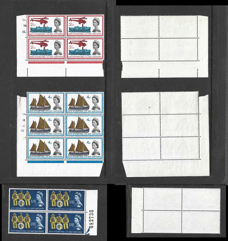 Great Britain EIIR, 1963,Life Boat Conference, set of 3, blocks of 4, MNH **
