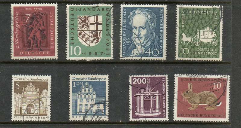 Germany, Federal Republic, 8 x low catalogue values, used