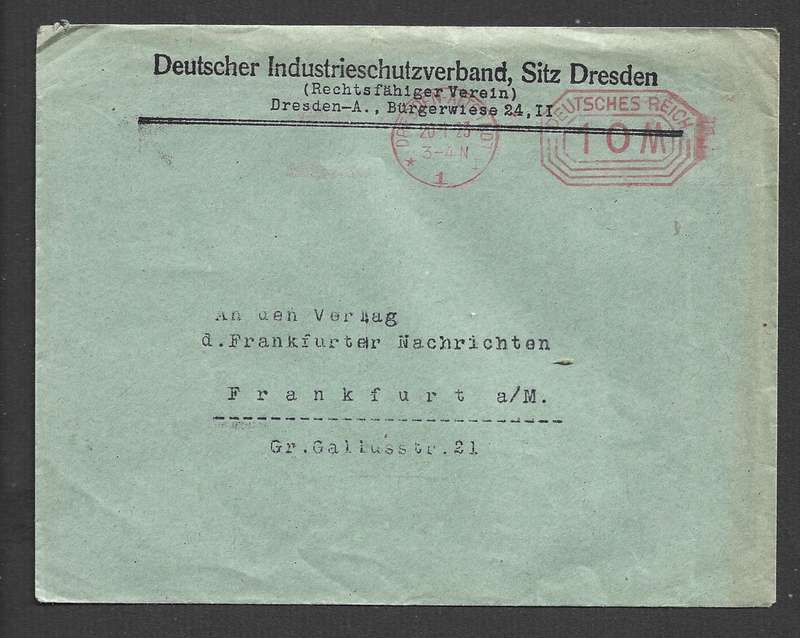 Germany, Weimar, early inflation,10M meter frank, DRESDEN ALTSTADT 1 - 20.1.23 > Frankfurt.