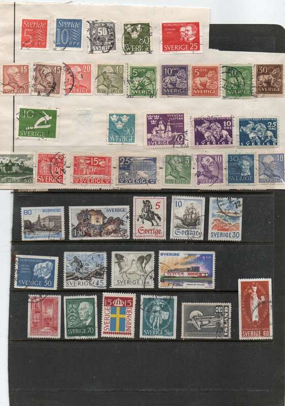 Sweden,  about 40 mid 20thC used stamps, low denomination, low catalogue value