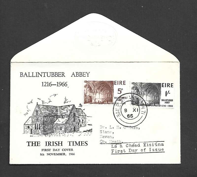 Eire / Ireland Ballintuber Abbey 1216 - 1966, FDC, BAILE ATHA CLAITH 71 / 8.XI 66 cds