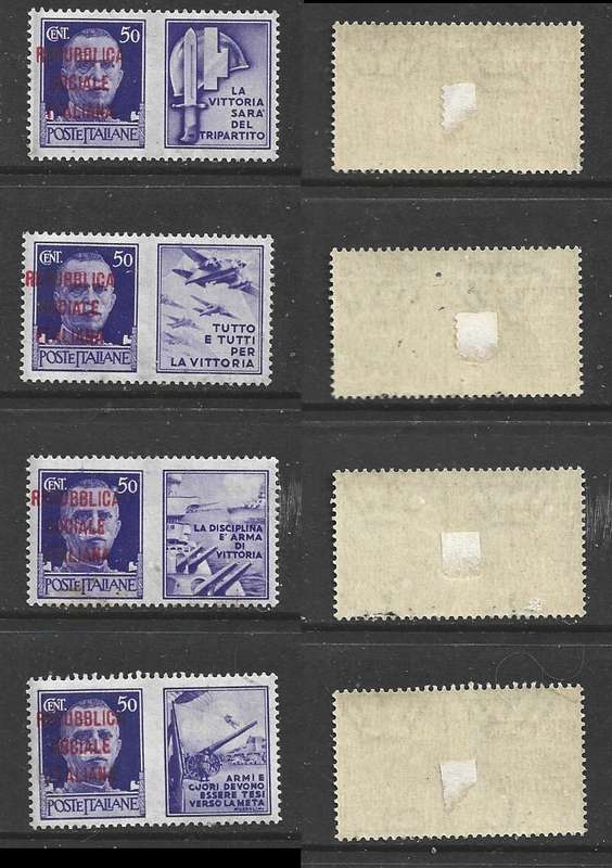 Italy Socialist Republic Armed Forces propaganda in pair with 50c violet, imperforate between, MH*