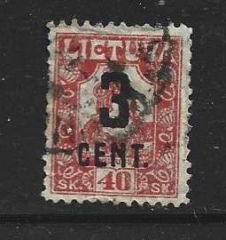 Lithuania 1922, 3 CENT. opt on 40 SK red, used