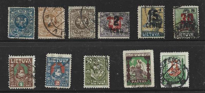 Lithuania early - mid 20thC, 11 used stamps
