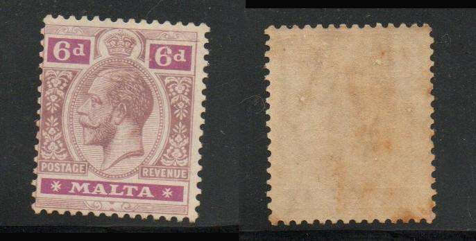 Malta, 1914, 6d, dull & bright purple, MH * gum tone