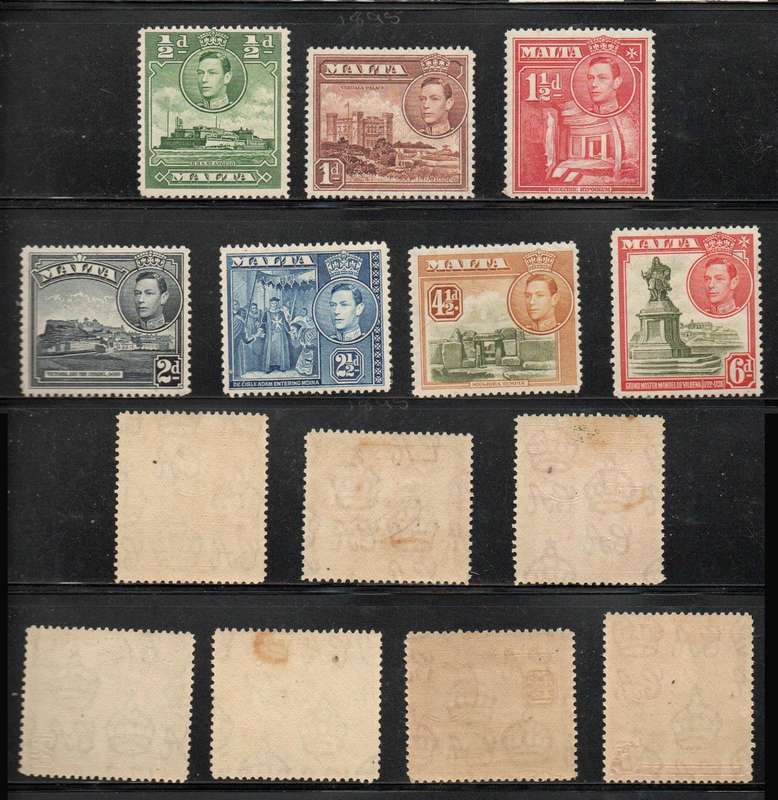 Malta, 1938, 1/2d, 1d, 1 1/2d,2d, 2 1/2d, 4d, 6d, MH * patchy gum tone