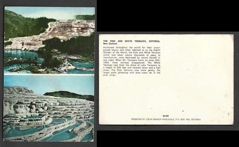 New Zealand, postcard, Pink and white terraces Rotorua, unused