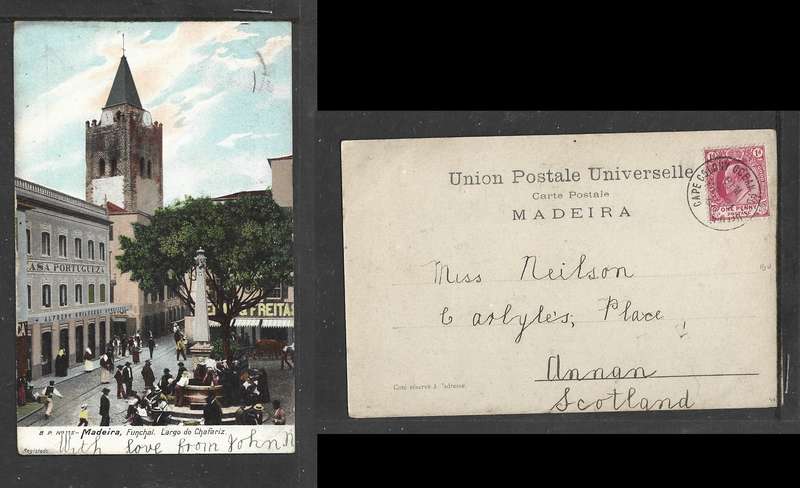 Madeira PPC, used CoGH 1d, CAPE COLONY OCEAN POST OFFICE FEB 21 0.. cds > Scotland