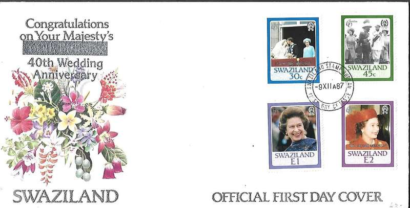 Swaziland, 1987, FDC, EIIR  40th Wedding Anniversary