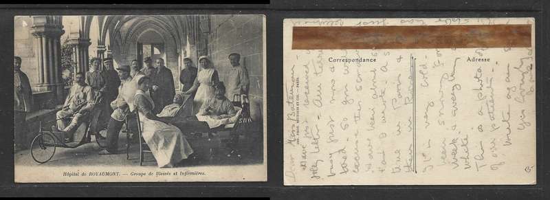 Wounded and sick patients with nurses, Scottish Women's Hospital, Royaumont WWI
