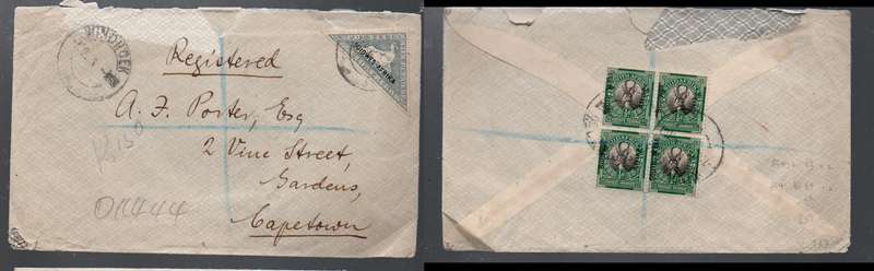 South West Africa registered cover 6d WINDHOEK 7 JUL 26 cds > Cape Town