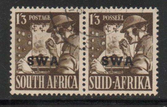 South West Africa 1943, large wars, 1s3d, radio operator, of S.Africa pair opt S.W.A.,used