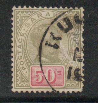 Sarawak,1899, 50c, used, closed tear