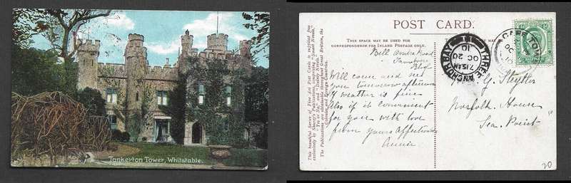 PPC Tankerton Tower, Whitstable, used in South Africa, CAPE TOWN OC 19 10 cds, THREE ANCHOR BAY cds