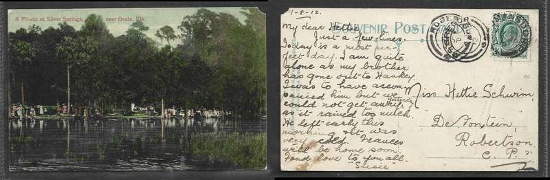 Postcard, used, Transvaal 1/2d, HUMANSDORP AU 31 12 > ROBERTSON, MCGREGOR transit