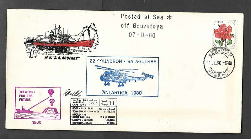 S.Africa, SS Agulhas, 22 Squadron, Icebergs for the Future, (signed), CAPETOWN PAQUEBOT 11.II.80 cds
