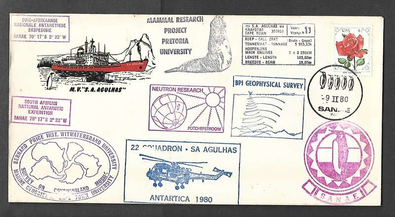 SS Agulhas, 22 Squadron, Wits-UCT Geoscience, Pretoria Mammal, BPI GEO, PotchNeutron , SANAE 9.II.80