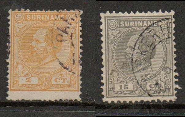 Surinam, 1873, 2c, 15c, c.d.s. used
