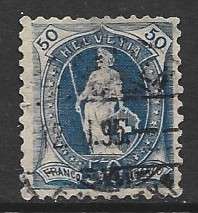 Switzerland, 1882, 50c deep blue, perf 11.75 used