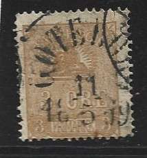Sweden, 1862, 3 ore, type II brown, used