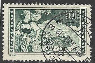 Switzerland, 1930, 10 Fr, deep grey-green, used