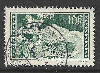Switzerland, 1930, 10 Fr, deep grey-green, used