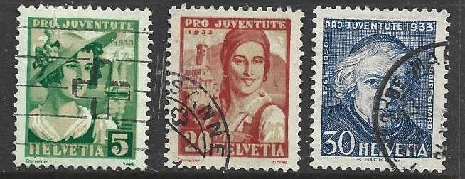 Switzerland, 1933 Pro Juventute, 5c, 20c, 30c, used