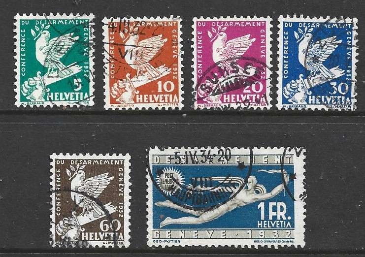 Switzerland,1932, Disarmament Conference, 5c, 10c, 20c, 30c, 60c, 1Fr, used