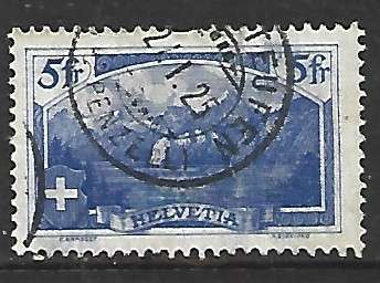 Switzerland, 1914,5 Fr, ultramarine, The Rutli, used