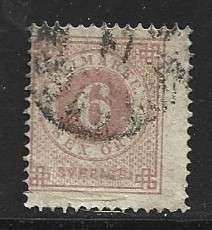 Sweden, 1877 - 9, 6 ore, perf 13, used