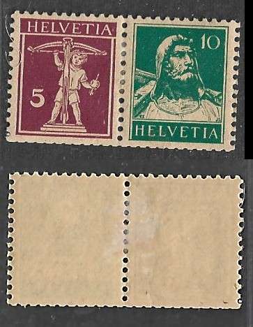 Switzerland, 1927, pair from booklet pane, 5c Tell's Son, 10c William Tell, MH *