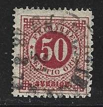 Sweden, 1872, 50 ore, carmine, perf 14, used
