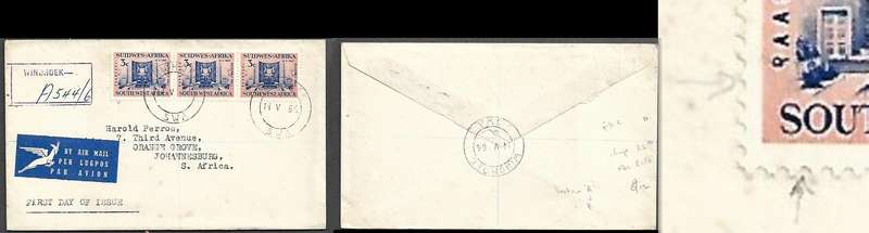 South West Africa FDC Radstaal WINDHOEK 14.V.64 cds>Johannesburg,