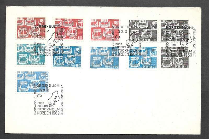 Sweden, Post Museum, STOCKHOLM 28.2 . NORDEN 1969 cancel (1st day), unaddressed