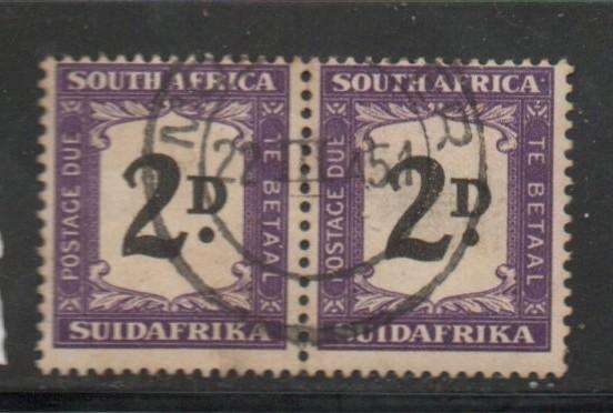 South Africa 1948,2D postage due (SUIDAFRIKA), pair, used,