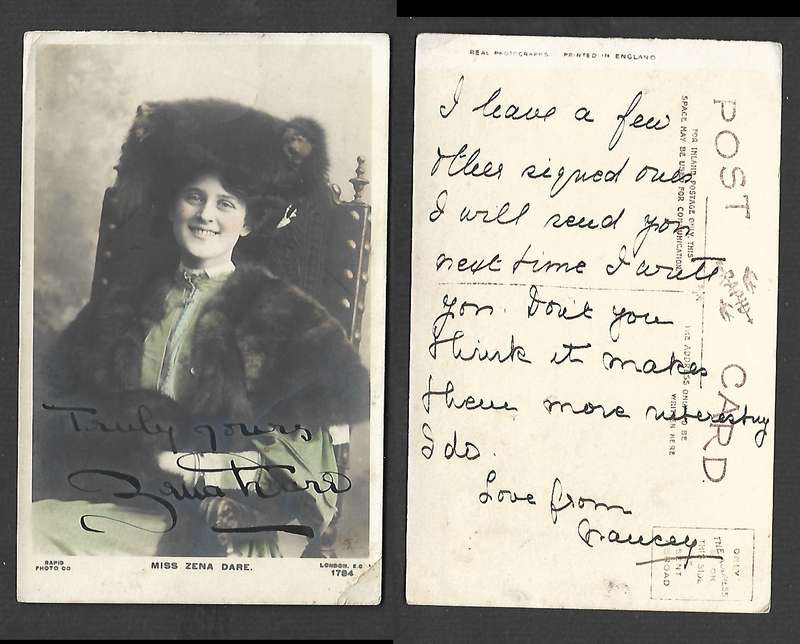 Miss Zena Dare, actress, postcard "The Rapid Photo Co "