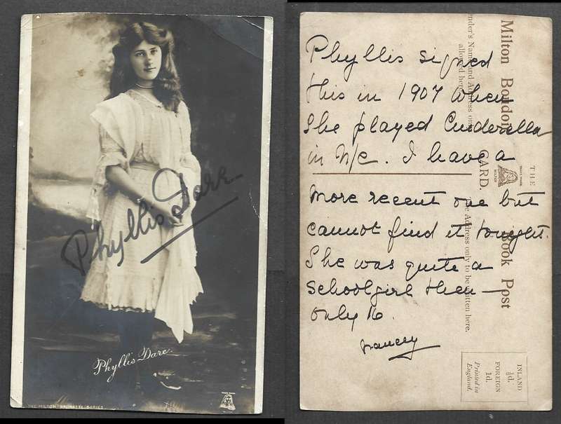 Phyllis Dare, actress, age 16 in 1907 (m/s on back), postcard "The MIlton Bromette Series "