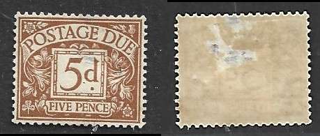 Great Britain, 1936, Postage Due, 5d, brownish cinnamon, MH*, big gum thin