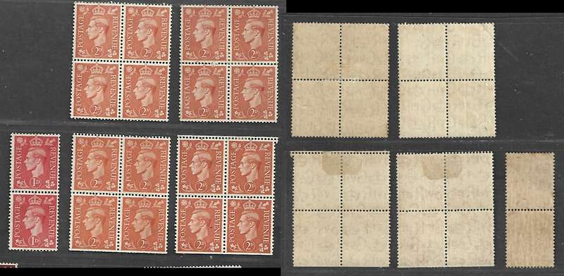 Great Britain, GVIR. 1941, 2d pale orange 4 x blocks of 4, MNH * / MH *