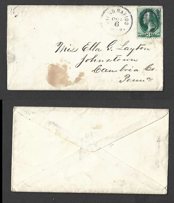 USA, cover 3 cents, GRAND RAPIDS MICH OCT 6 cds > Johnstown (m/s)