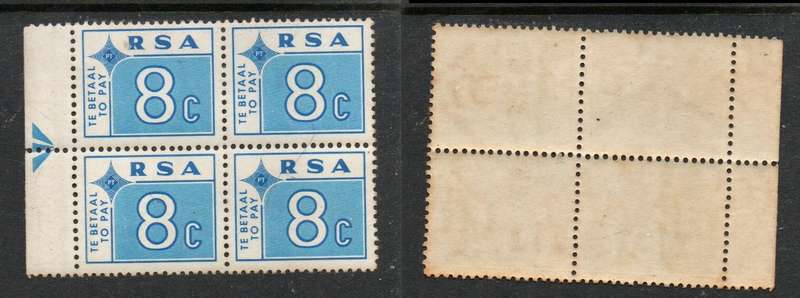 Republic of South Africa  1972, 8 cents postage due, arrow block, MH * gum toned