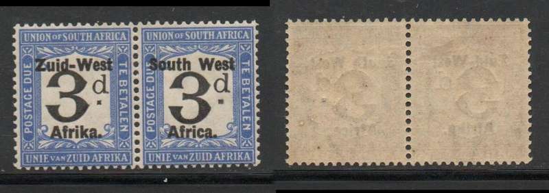 South West Africa 1928, 3d postage due of S.Africa overprinted 9.5 mm spacing, MH*