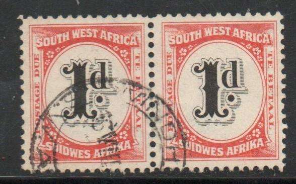 South West Africa 1931, 1d postage due, pair, c.d.s. used