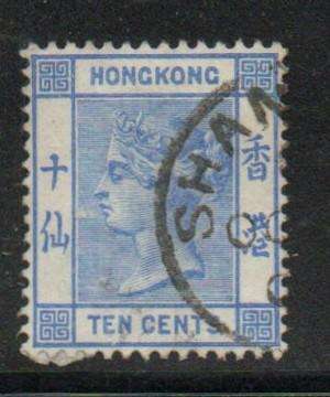 Hong Kong, 1900, VRI,  TEN CENTS,  c.d.s. used , (SHAN)GHAI,  China