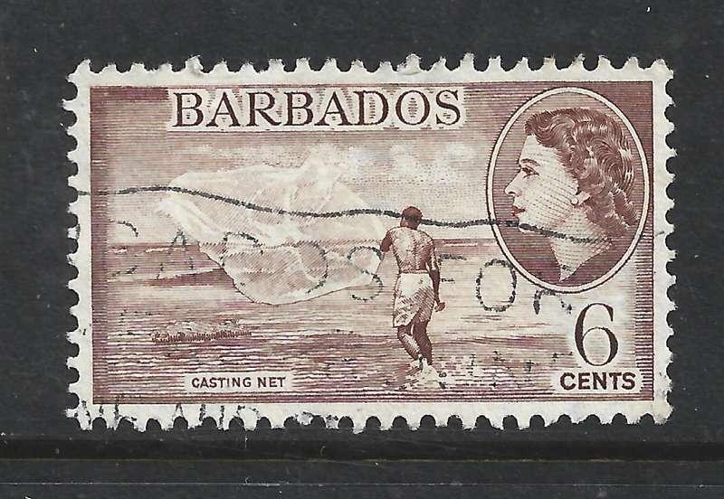 Barbados , EIIR, 1953, 6 cents brown, used