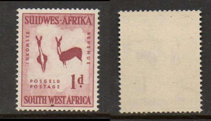 South West Africa. 1954, 1d, wmk horns to the right MNH **