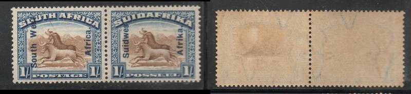 South West Africa. 1827, pair,1/-of S.Africa  opt  South West Africa MH *